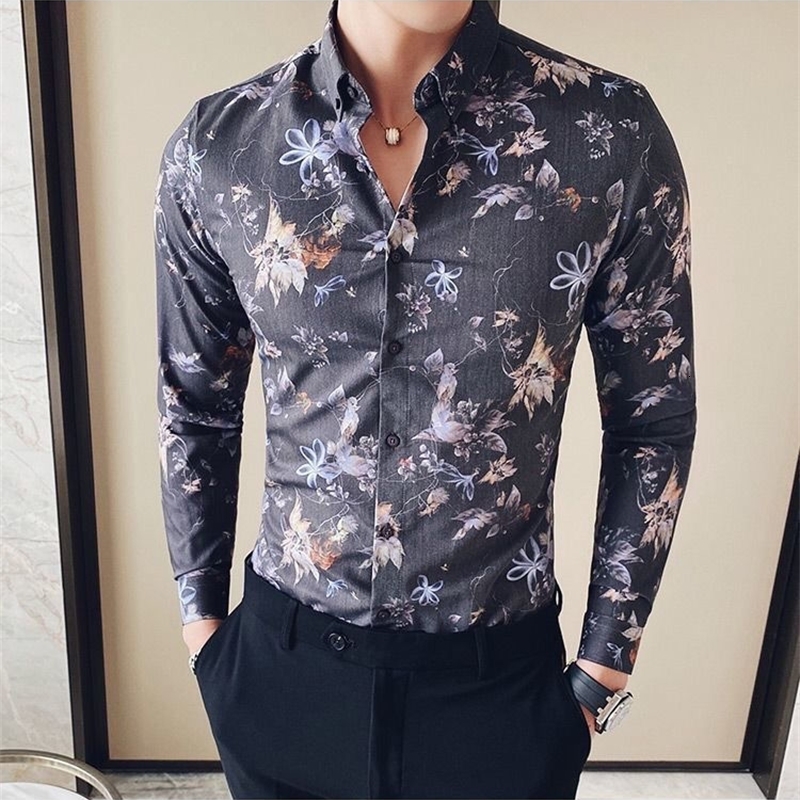 Men's Casual Shirts Fashion Lapel Button Printed Shirt Men's Clothing Autumn New Oversized Casual Tops Long Sleeve All-match ShirtS 230505