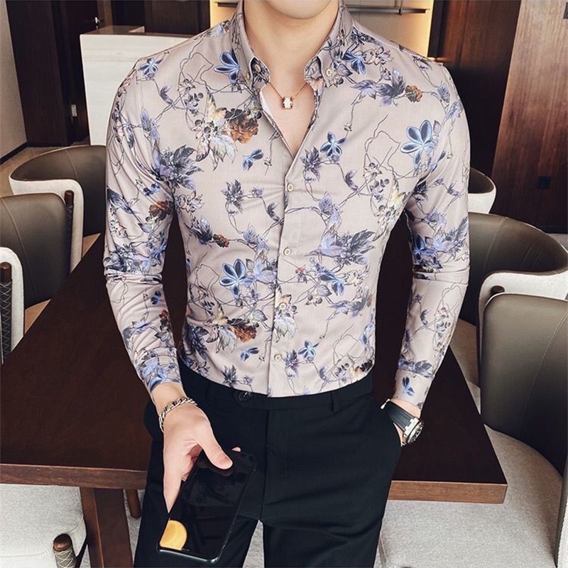 Men's Casual Shirts Fashion Lapel Button Printed Shirt Men's Clothing Autumn New Oversized Casual Tops Long Sleeve All-match ShirtS 230505