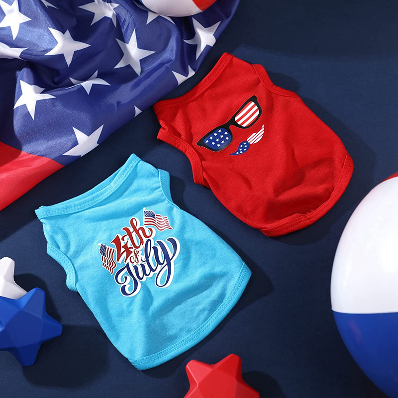 Independence Day Unisex for Small Flag Printed Puppy Shirt Apparel Breathable Clothes Boy and Girl Dog Outfits Cute Pet Shirts A705