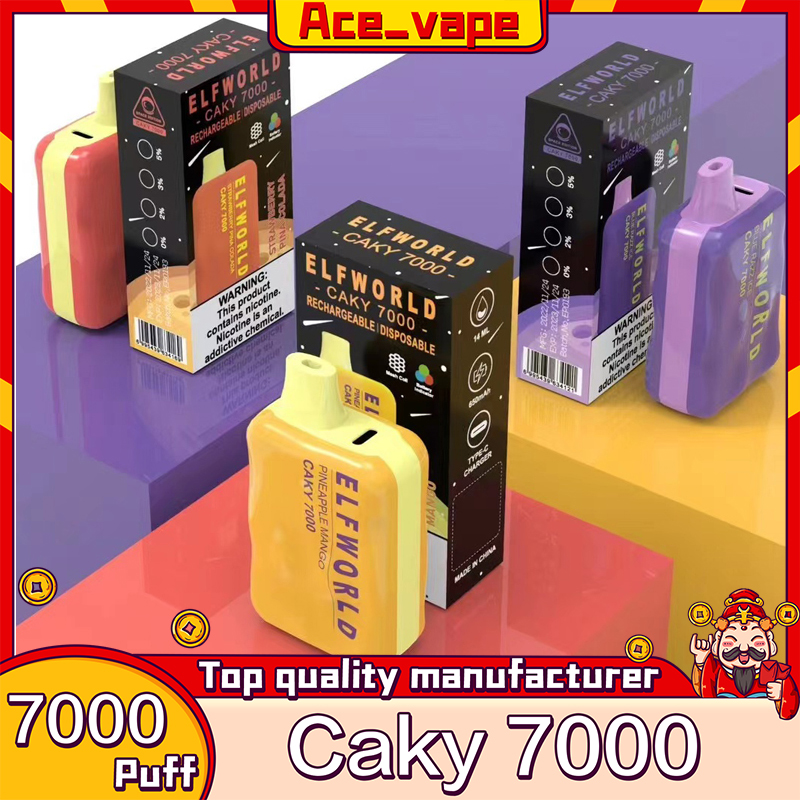 Original ELF WORLD Caky 7000 Puffs Electronic Cigarette Vape Pen Disposables 14ml With 650mah Rechargeable Battery Type C Mesh Coil 13 Flavors Available
Original ELF WORLD Caky 7000 Puffs Electronic Cigarette Vape Pen Disposables 14ml With 650mah Rechargeable Battery Type C Mesh Coil 13 Flavors Available