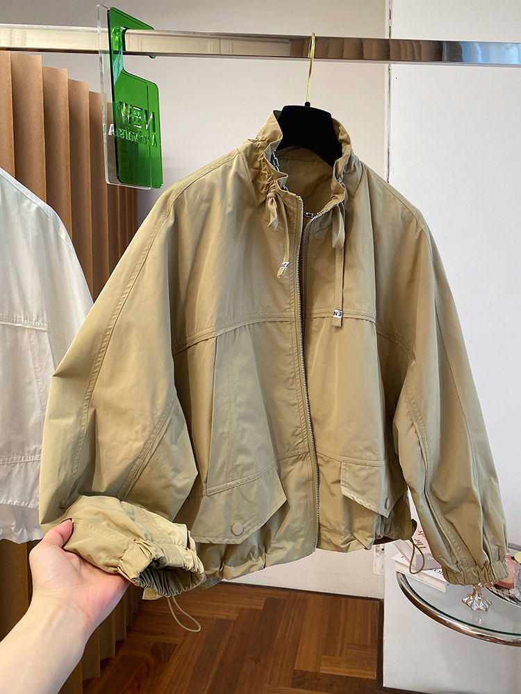Women's Jackets Spring Casual Short Zipper Women Jacket Stand Collar Loose Pocket Coat Streetwear Windbreak Jacket Female 230505
