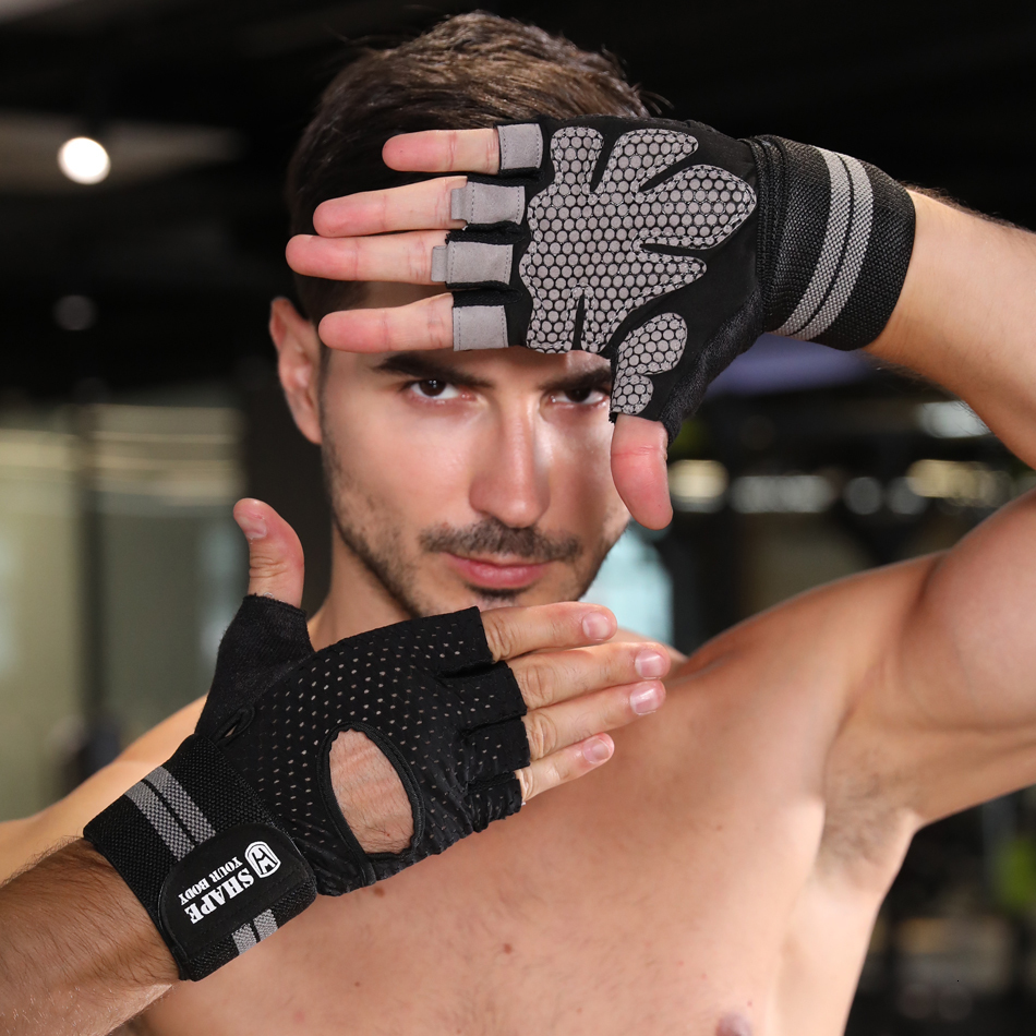 Sports Gloves WorthWhile Half Finger Gym Fitness Gloves with Wrist Wrap Support for Men Women Crossfit Workout Power Weight Lifting Equipment 230504