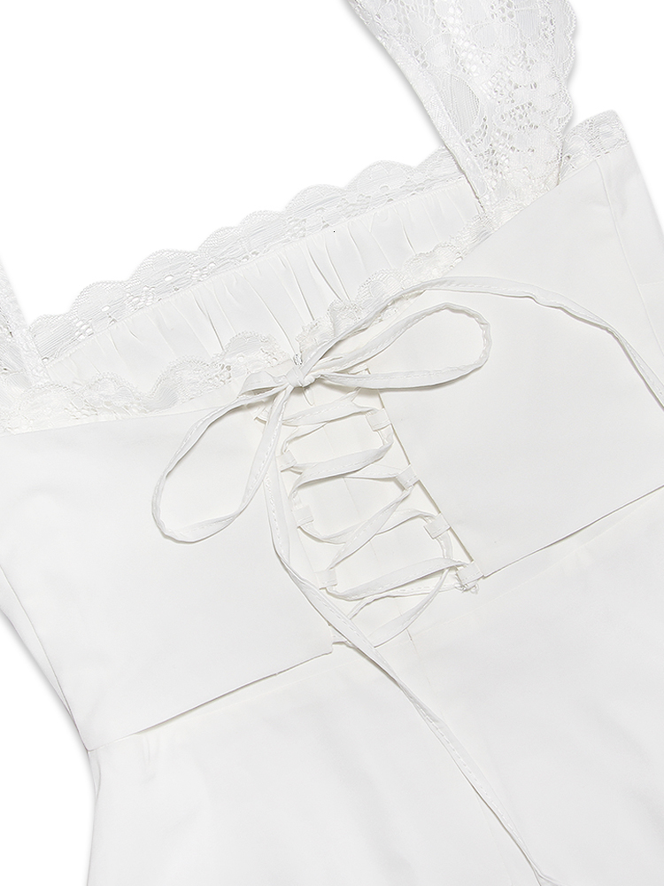 Party Dresses Karlofea Double Layered Wedding Guset For Women Chic Sweet Kawaii Birthday Outfits Sexy A Line Lace White Dress 230505