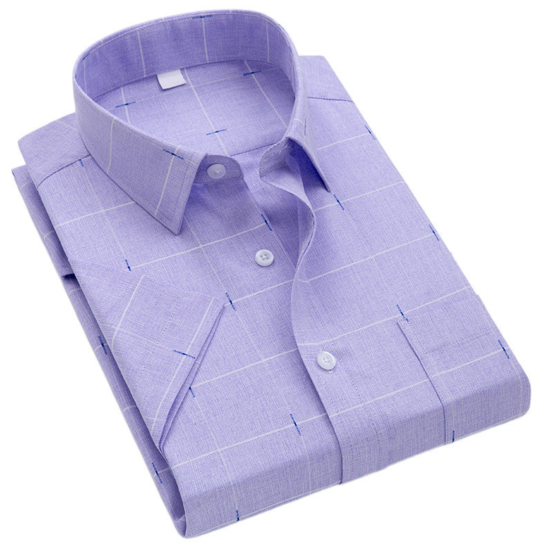 Men's Casual Shirts New Arrival Men Printed Shirt Short Sleeve Summer Soft Smooth Loose Button Down Plaid Thin Iron-free Social Regular Fit Busin