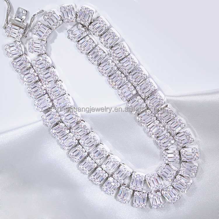 necklace moissanite chain Custom 9mm Chains925 Silver with Vvs Cuban Link White Gold Plated Gra Certificate Hip Hop Baguette Cuban Link