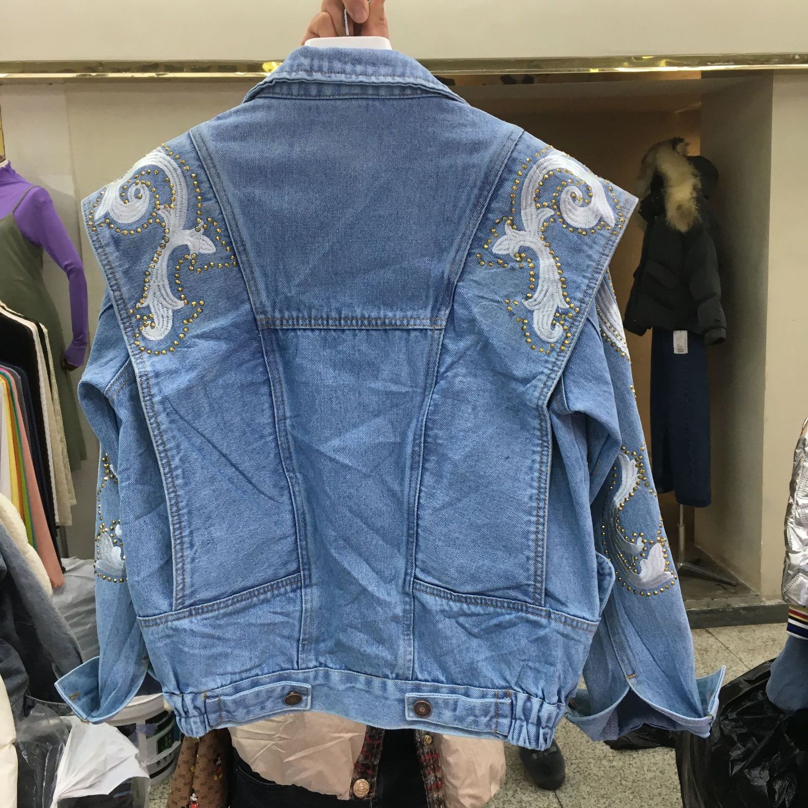 Women's Jackets Spring Autumn Woman Denim Coat Beading Embroidered Jacket Streetwear Oversized Jeans Coat 230505