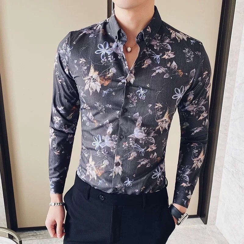 Men's Casual Shirts Fashion Lapel Button Printed Shirt Men's Clothing Autumn New Oversized Casual Tops Long Sleeve All-match ShirtS 230505