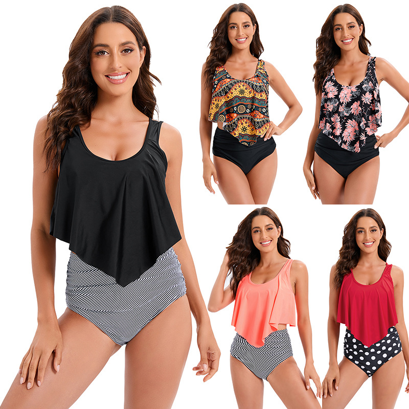Women's Conservative Swimsuit Deep U-neck Falbala Tankinis High-waist Pleated Briefs Two-pieces Bikinis set for girl 2023 summer beachwear bathing suits, Red
Women's Conservative Swimsuit Deep U-neck Falbala Tankinis High-waist Pleated Briefs Two-pieces Bikinis set for girl 2023 summer beachwear bathing suits, Red