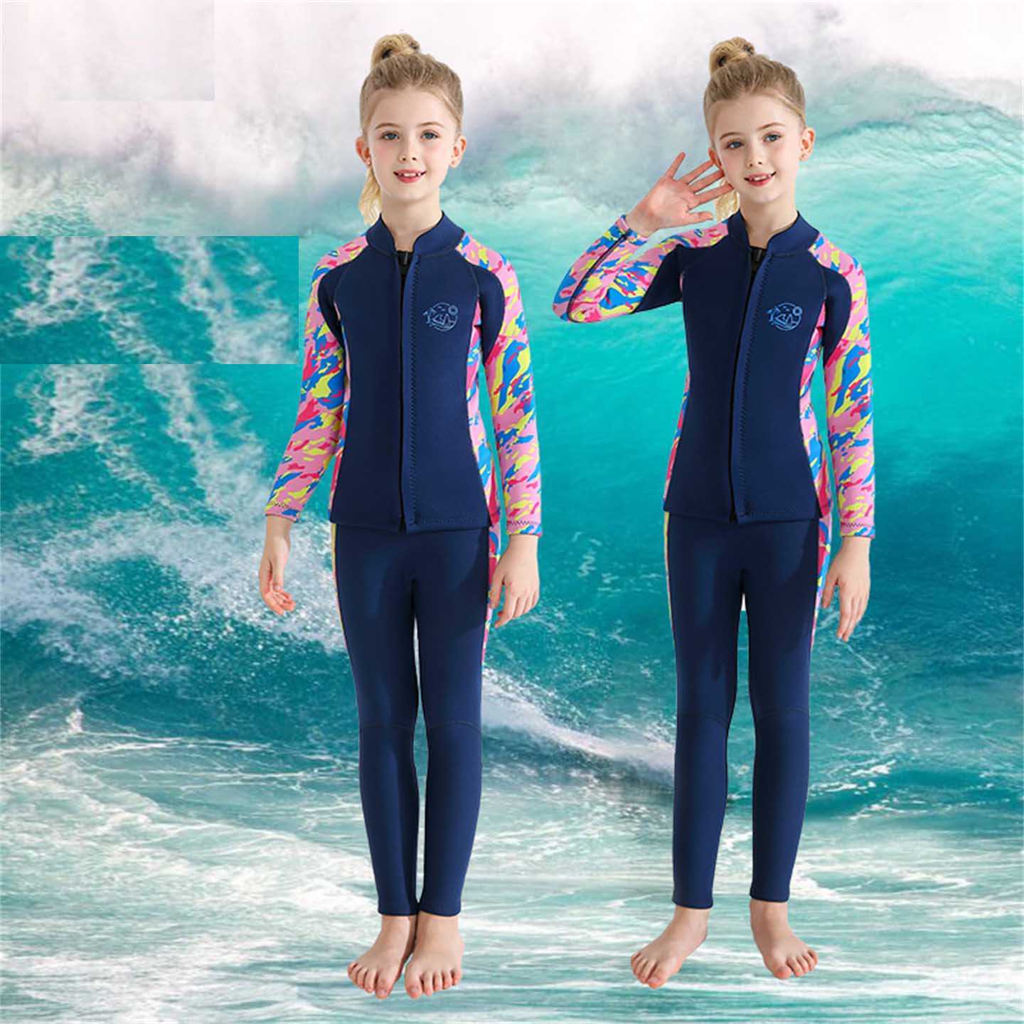Wetsuits Drysuits Winter Children Wetsuit 25MM Neoprene Full Body 2PCS Split Diving Suit Boys And Girls Surfing Snorkeling Kids Thermal Swimsuit J2305