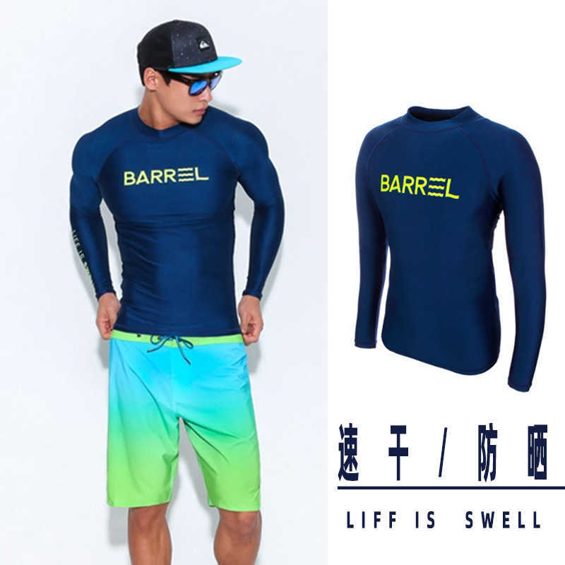 Wetsuits Drysuits Men Long Sleeve Swim Shirt Swimming Shorts Wetsuit Set Rashguard Snorkeling Suit Men Surfing Swimsuit Diving Wet Suit Top Trunk J230