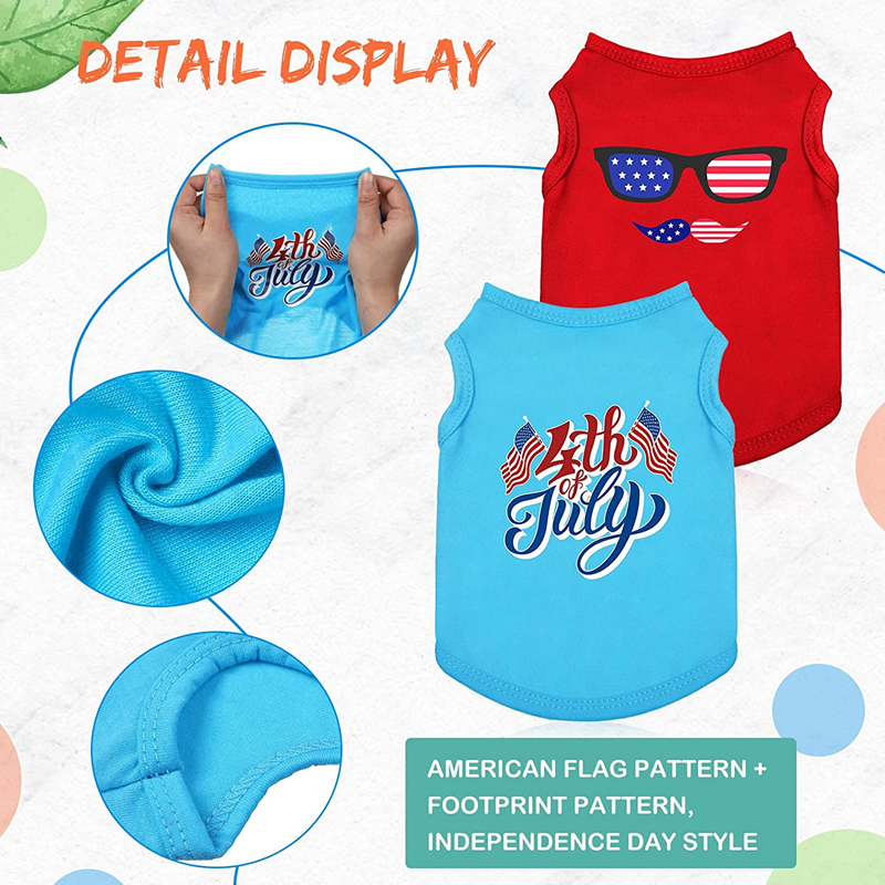 Independence Day Unisex for Small Flag Printed Puppy Shirt Apparel Breathable Clothes Boy and Girl Dog Outfits Cute Pet Shirts A705