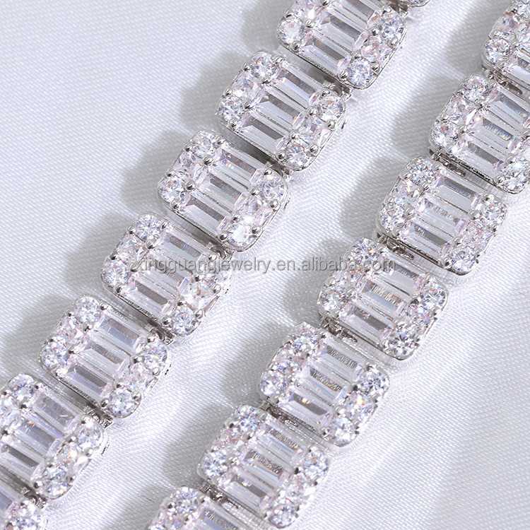 necklace moissanite chain Custom 9mm Chains925 Silver with Vvs Cuban Link White Gold Plated Gra Certificate Hip Hop Baguette Cuban Link