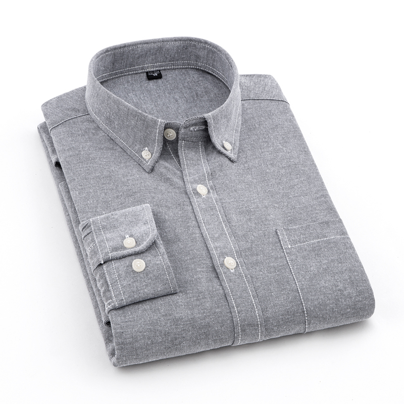 Men's Casual Shirts MACROSEA Men's Oxford Solid Color Casual Shirt High Quality Non-iron Anti Wrinkle Men's DP Finishing Shirts Comfort