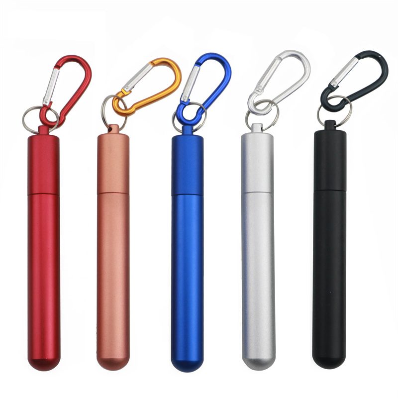 Foldable Straw Stainless Steel Straw Colored and Brush Set Telescopic Drink Straw