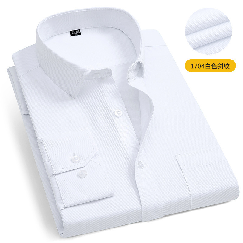 Men's Casual Shirts Stripe Plaid Shirt Male Social Formal Work Pure Color Casual Long Sleeve Shirt Men Slim Fit Men's White Dress Shirt Busi