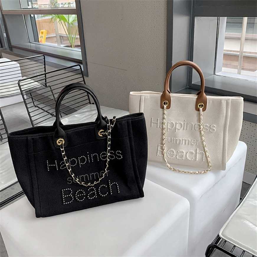 50% off factory online New Small Fragrant Canvas with Leather Hand Chain Pearl Beach Bag Mommy One Shoulder Tote Women's, White8
50% off factory online New Small Fragrant Canvas with Leather Hand Chain Pearl Beach Bag Mommy One Shoulder Tote Women's, White8