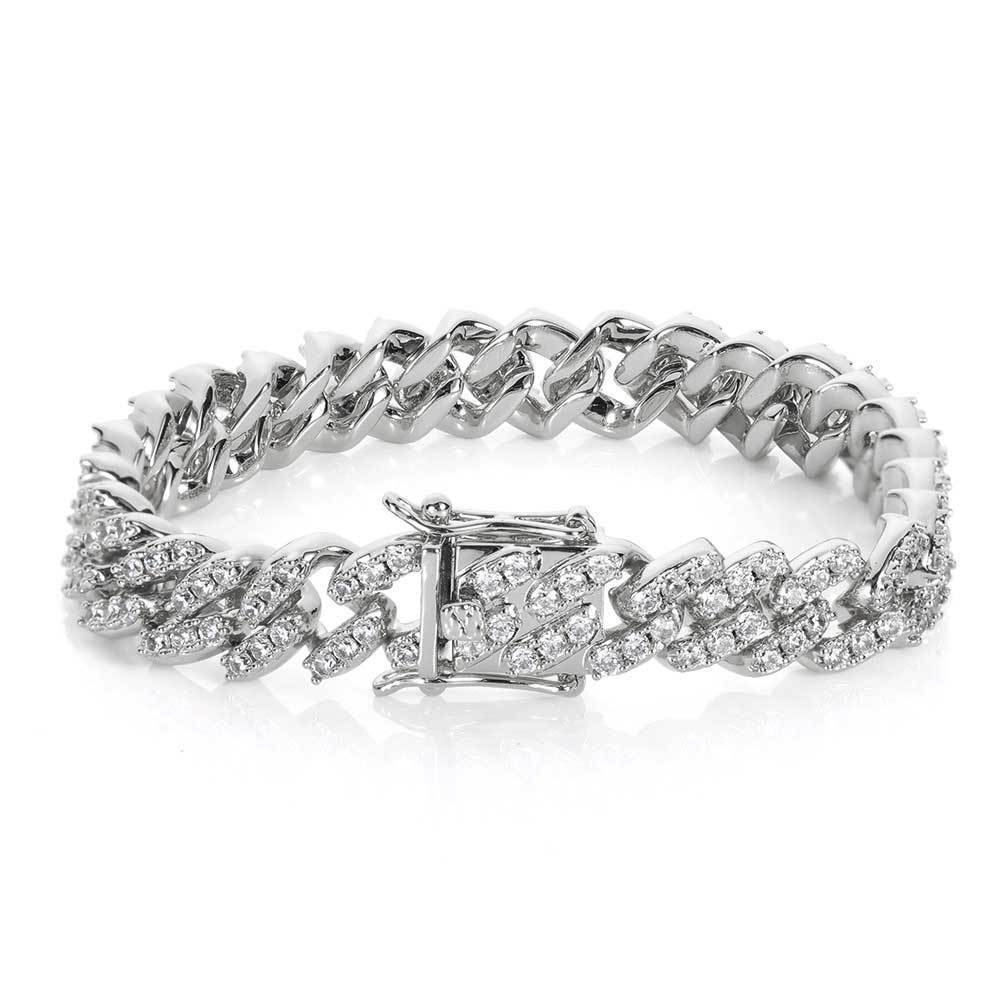 9mm Colorful Cubic Zircon Diamonds Tennis Bracelets Cuban Link Chain Bangle Couple Lover Jewelry Gift