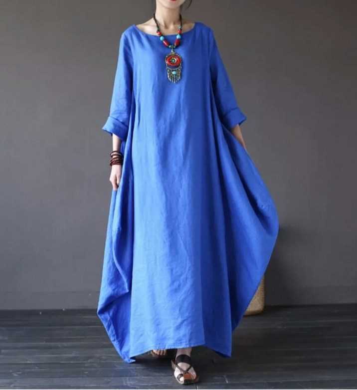 Casual Dresses Women Long Maxi Dresses Plus Size White Red Large Loose Cotton Linen Dress Summer New Straight Vestodis Female P230505