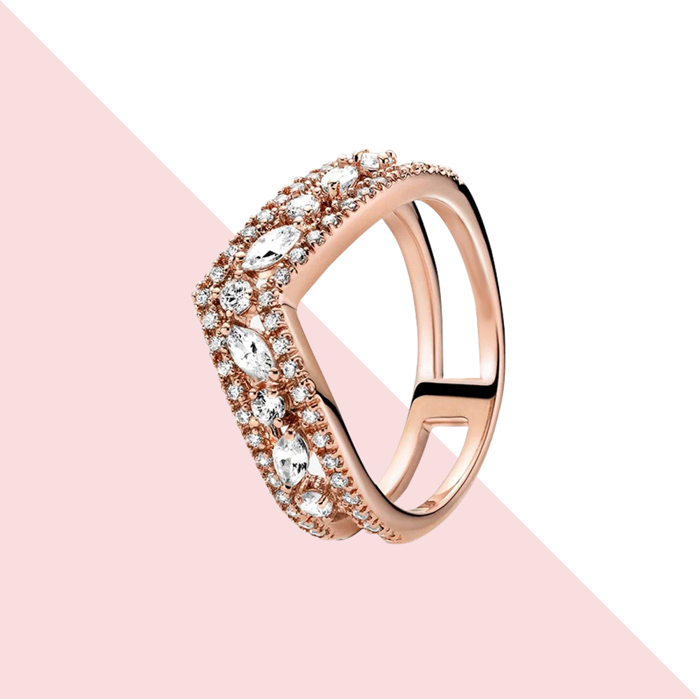 925 Sterling Silver Ring The S925 Snake Double Heart Sparking Ring, Engagement Wedding Crystal Rose Gold Ring Jewelry Gift