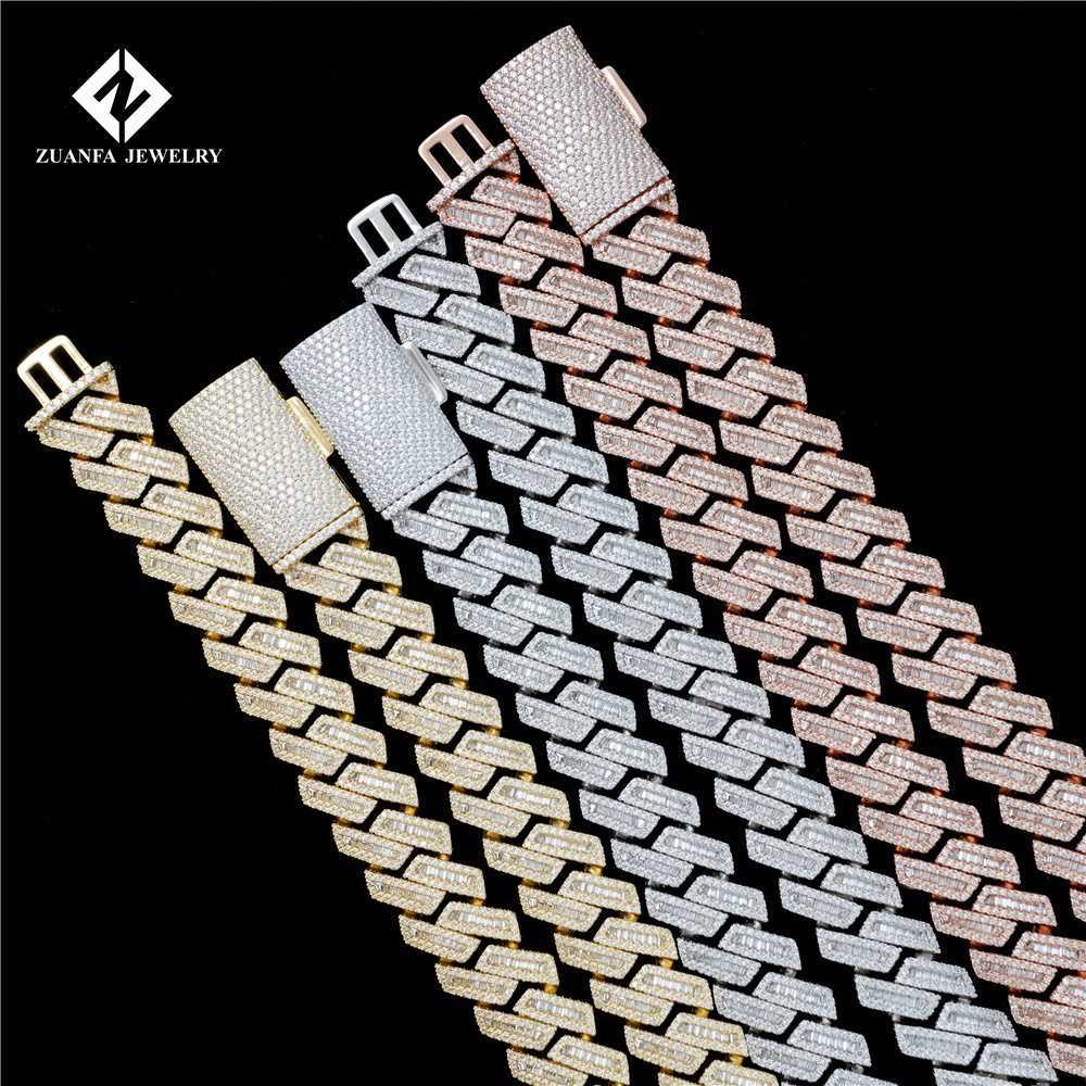 18mm Moissanite Iced Out Dia Gold Chain Necklace Real 14k White Miami Cuban