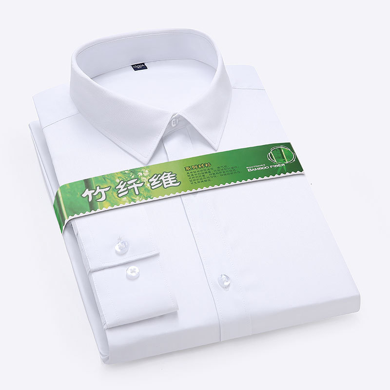 Men's Casual Shirts Quality Bamboo Fiber Men's Shirt Long Sleeve Stretch Free Care Comfort Soft Business Professional Formal Interview Dress