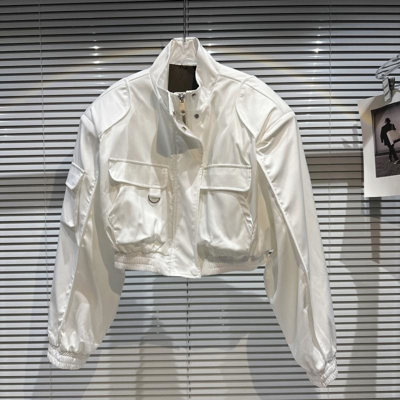 Women's Jackets BORVEMAYS Coat Spring New Fashion Trend Green Lapel Zipper Long Sleeve Solid Color Pockets Temperament Jacket Women WZ682 230505