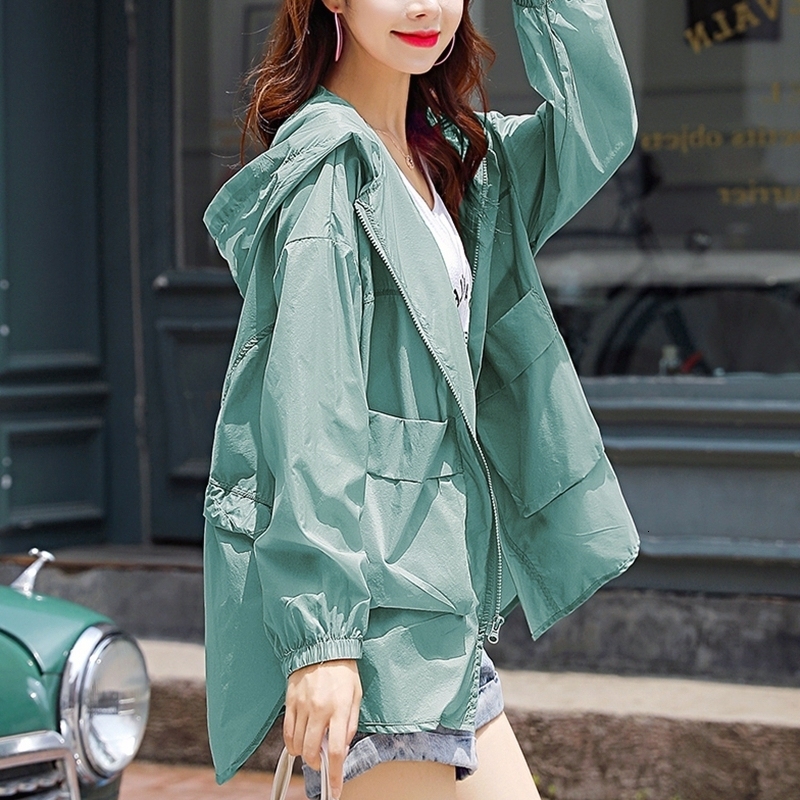 Women's Jackets Fashion Women's Sun Protection Clothing Summer Thin Coat Sun Protection Breathable Casual Hooded Jacket Female Outerwear Top