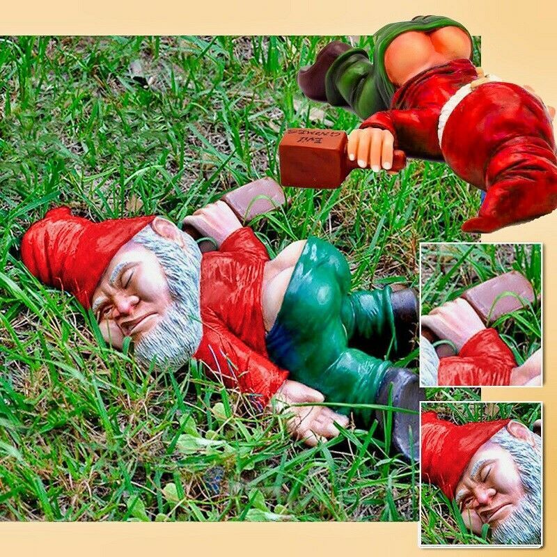 Garden Decorations Creative Drunk Garden Gnome Patio Ornament Funny Rude Drunken Disorderly Statue Figurine Elves Pixie Bonsai Decoration 230504
