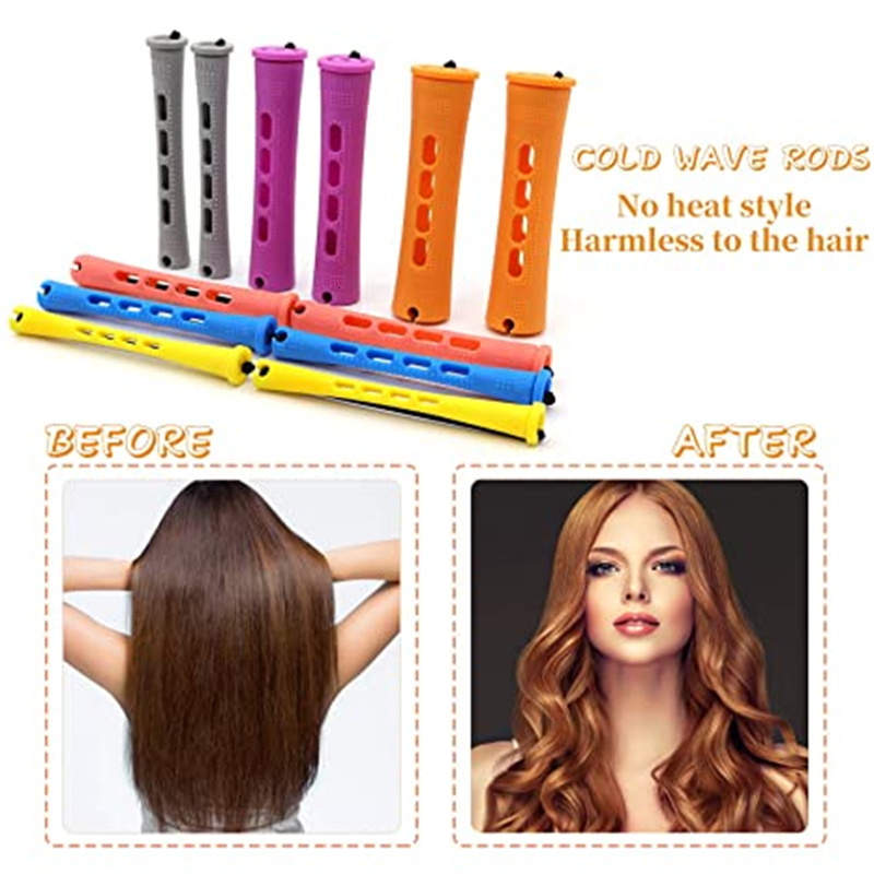 Hair Rollers 120Pcs Hair Perm Rods Set 6 size Plastic Hair Cold Wave Rods Heatless Perming Rods Hair Curlers Rollers with Pintail Comb 230505