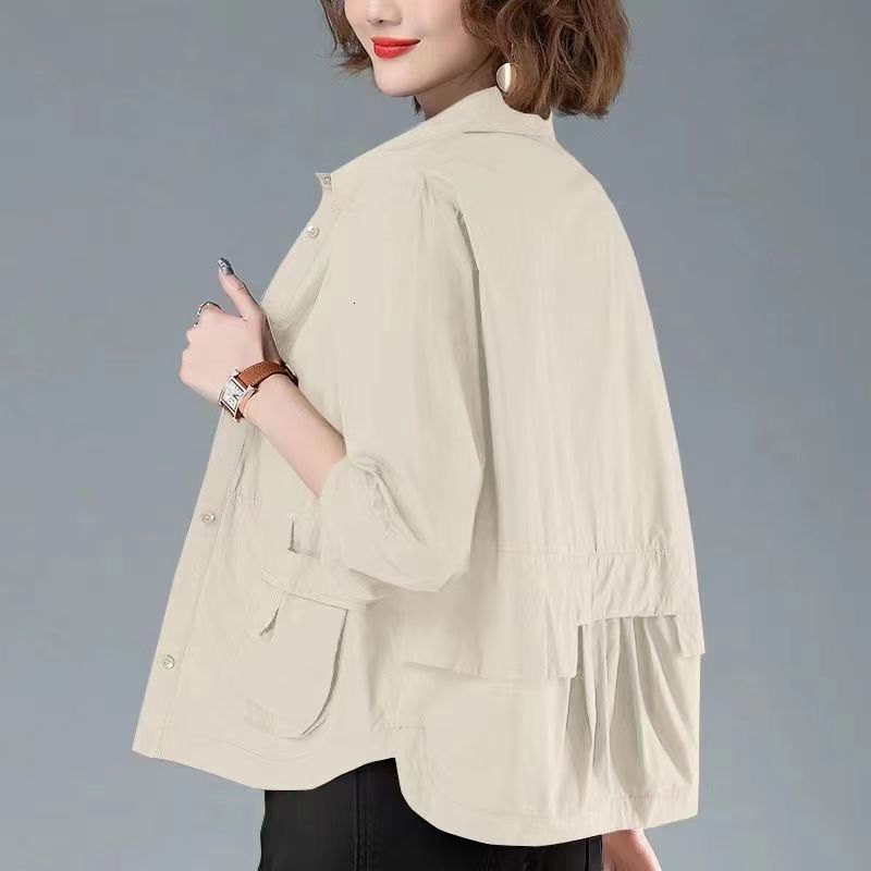 Women's Jackets Fashion Single-breasted Solid Color Jackets Tops Female Spring All-match Loose Casual Long Sleeve Pockets Coats Women's Clot