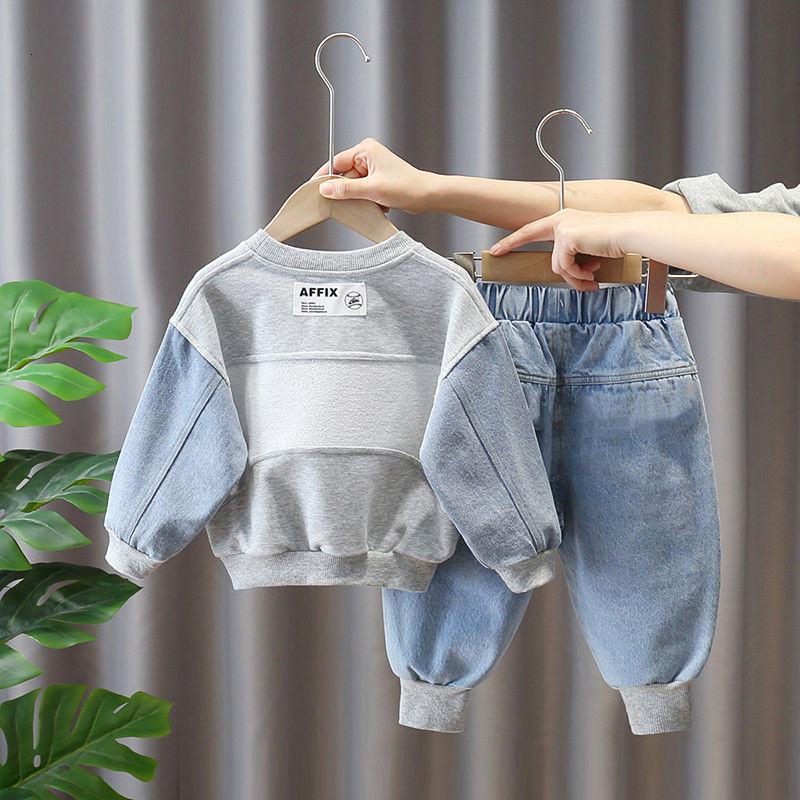 Clothing Sets 2-8 Yrs Baby Boys Fashion Clothing Sets Spring Autumn Children's Denim Korean Style Suit for Kids Two-piece Toppant Set 230505