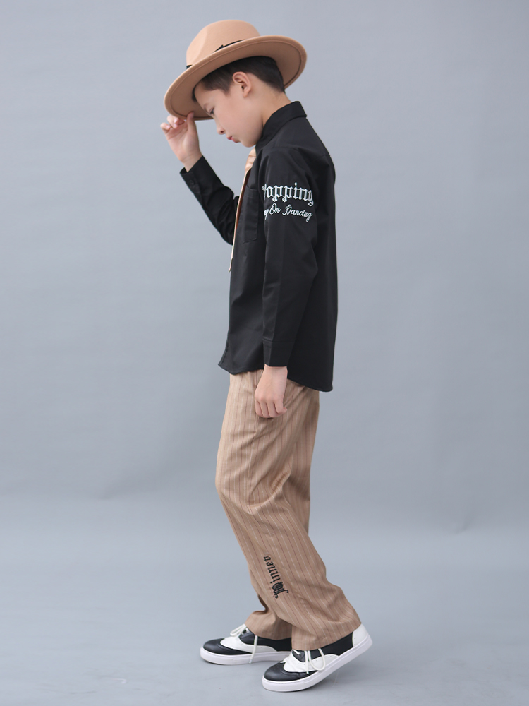 Popping Street Dance Striped Wide Leg Pants Boy Medium Loose Guy Letter Locking Pant Hip Hop Children and Adult Suit Trousers