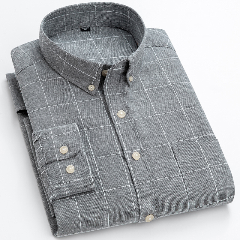 Men's Casual Shirts Men's Casual Button Down Shirt Comfortable Oxford Long Sleeve Shirts High Quality Single Patch Pocket Easy-care Smart Sh