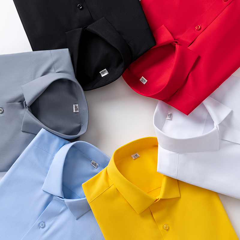 Men's Casual Shirts Bamboo Fiber Long Sleeve Men Dress Shirts Social Formal Business New Work Fashion Smart Casual Shirt For Man Clothes Easy Car