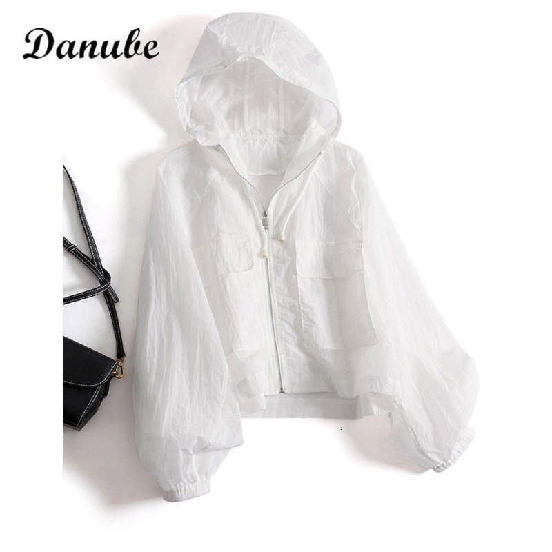 Women's Jackets Summer Sun Protection Clothing Women Korean Casual Loose Windbreaker Hoodie Zip Up Coat Outdoor Ultrathin Light Sunscreen Jacket 