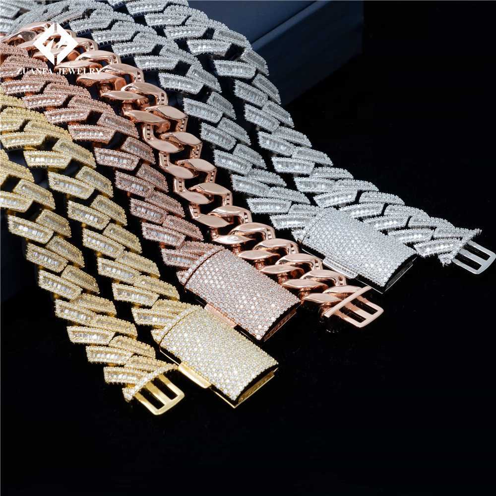 18mm Moissanite Iced Out Dia Gold Chain Necklace Real 14k White Miami Cuban