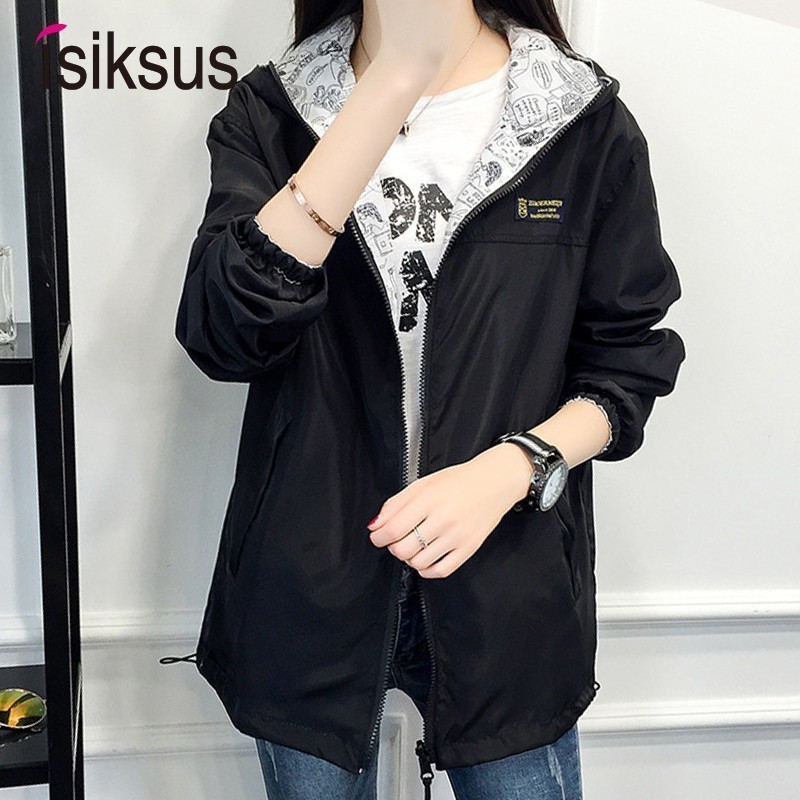 Women's Jackets Isiksus Black Windbreak Jacket Women Long Sleeve Hooded Coats Spring Autumn Casual Solid Zip Up Basic Jackets for Women WJ020 230