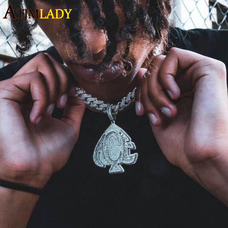 Pendant Necklaces Iced Out Bling CZ Letters Badge Pendant Necklace Cubic Zirconia Various n Lettrt Charm Men Women Fashion Hip Hop Jewelry 230505