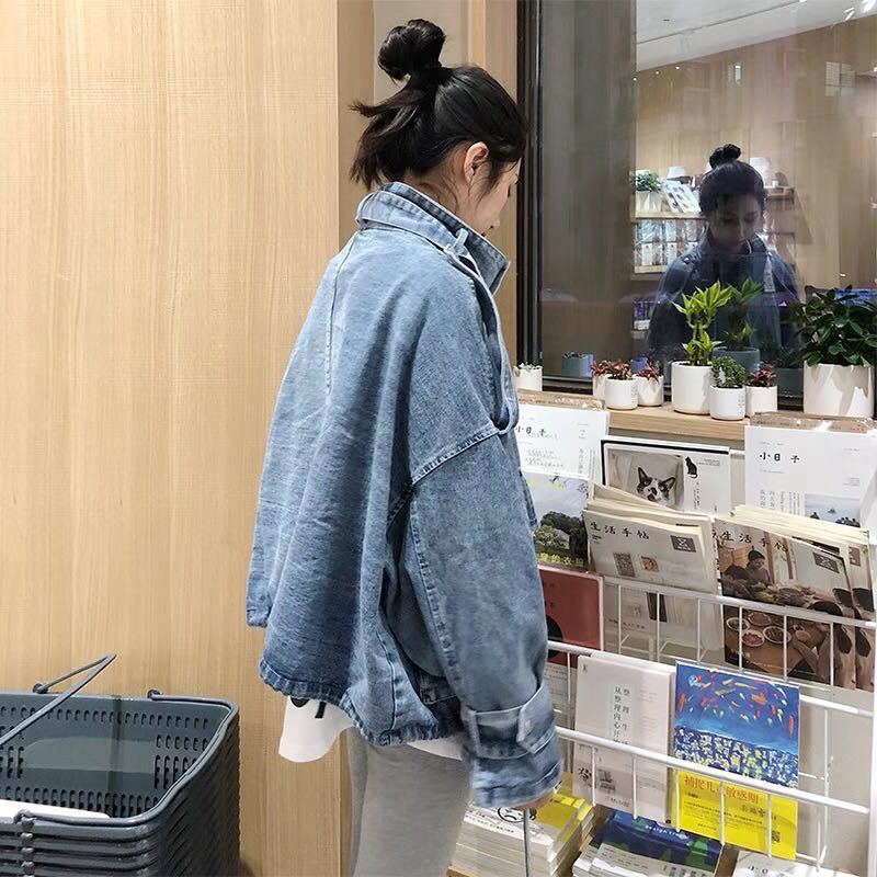 Women's Jackets Retro Denim Coat for Women Short Loose Letter Student Harajuku Lady's Denim Jackets Hiphop Spring and Autumn Cowboy Old Outw