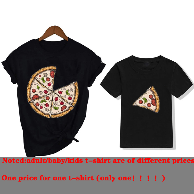 Family Matching Outfits Summer Family Matching T Shirt Pizza Cartoon Pattern Dad Son Mom Daughter T-shirts Top Fashion Cotton Short Sleeve Clothes 230