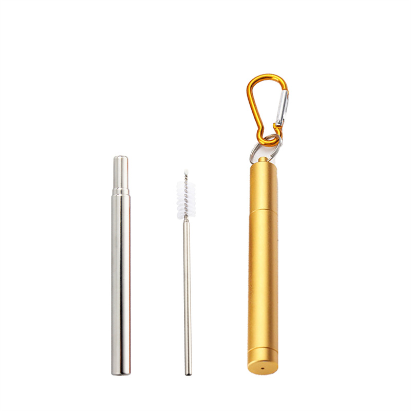 Telescopic Straw Fold Drink Straw Flexible Straw Colored and Brush Set