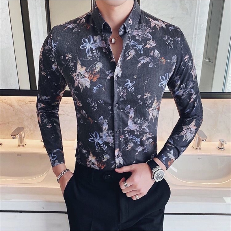Men's Casual Shirts Fashion Lapel Button Printed Shirt Men's Clothing Autumn New Oversized Casual Tops Long Sleeve All-match ShirtS 230505