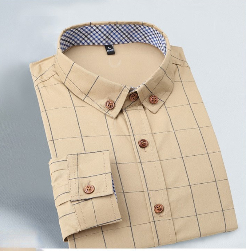 Men's Casual Shirts Quality New Button Down Men's Plaid Cotton Mens Dress Shirts Male Long Sleeve Slim Fit Business Casual Floral Man Shirt 