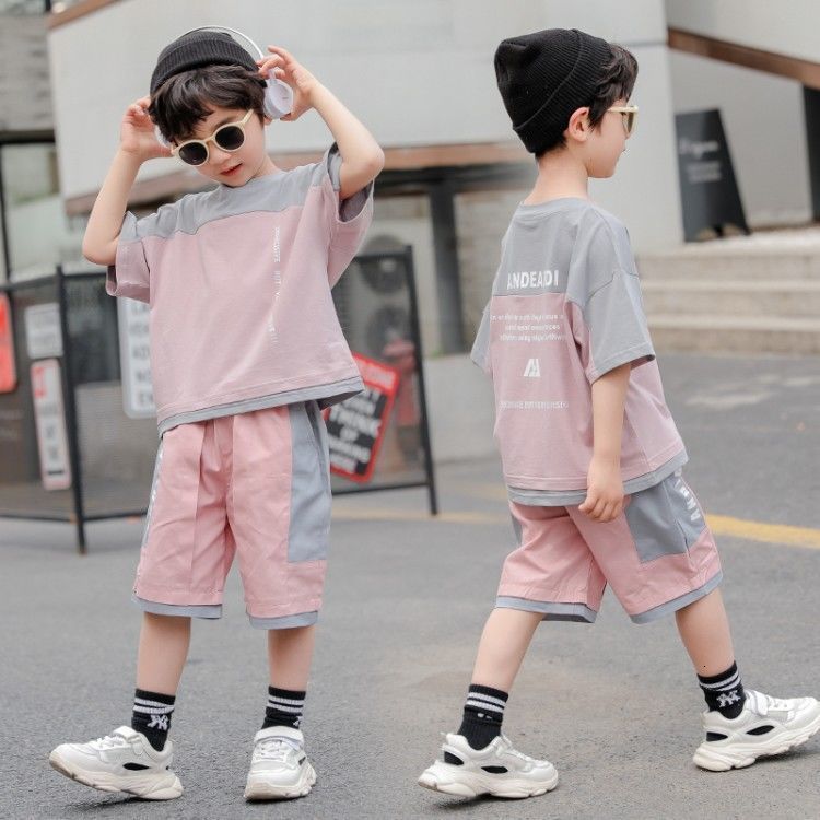 Clothing Sets Boys Summer Suit New Korean Style Children's Children and Teens Short Sleeve Shorts Two-Piece Set Fashionable Stylish Clothing 2305