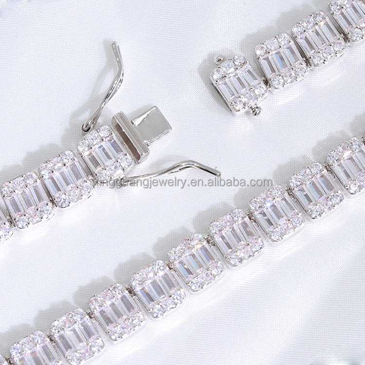 necklace moissanite chain Custom 9mm Chains925 Silver with Vvs Cuban Link White Gold Plated Gra Certificate Hip Hop Baguette Cuban Link