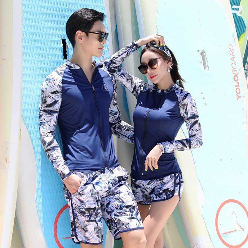 Wetsuits Drysuits Women's 3 Piece Men's Rash Guard Tops BottomsLong Sleeve Front Zip Bathing Suits Quick Drying UV Sun Protection Swim Surf 