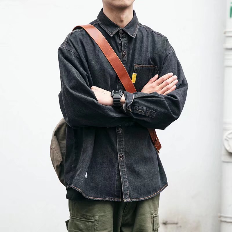 Men's Casual Shirts Japanese Streetwear High Quality Denim Shirt Korean Workwear Coats Men Clothing Couple Long Sleeve Top Harajuku Clothes 23050