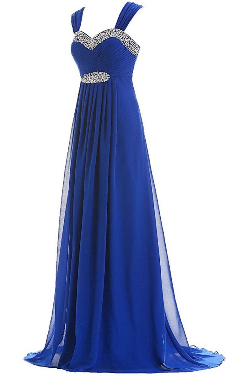 Blue Sweetheart Prom Dresses A-Line Sequins Beading Chiffon Plus Size Graduation Cocktail Homecoming Formal Evening Party Gown 15