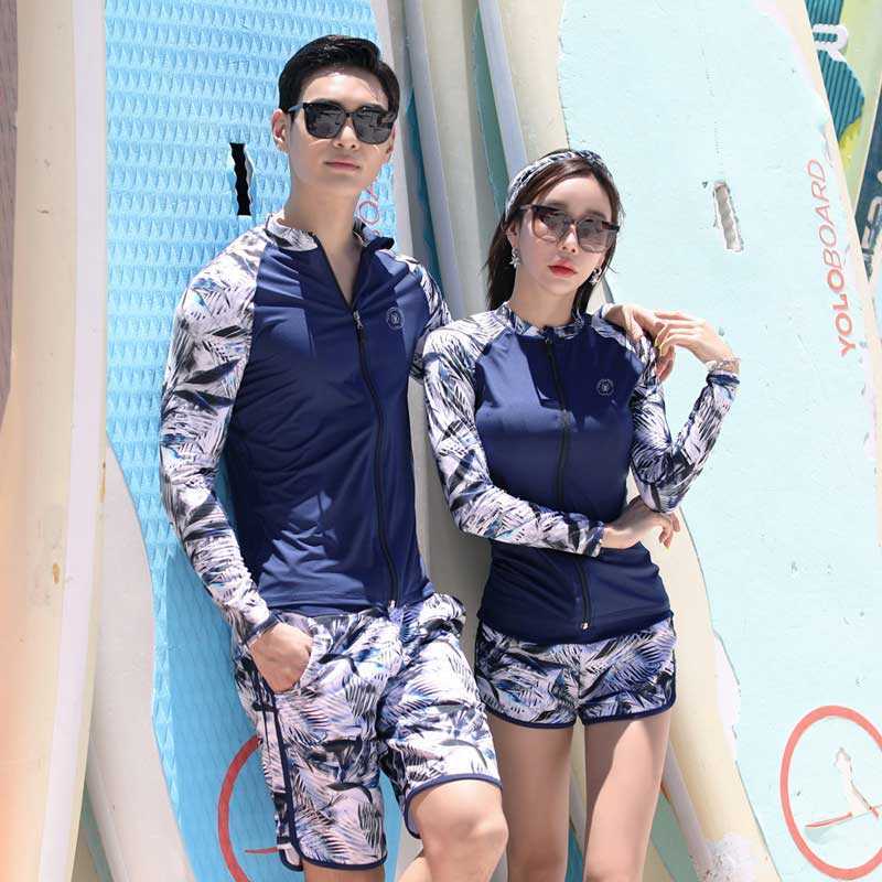 Wetsuits Drysuits Women's 3 Piece Men's Rash Guard Tops BottomsLong Sleeve Front Zip Bathing Suits Quick Drying UV Sun Protection Swim Surf 