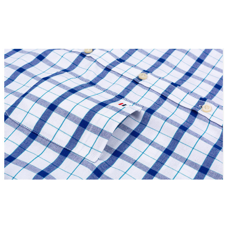Men's Casual Shirts 100% Cotton Men's Short Sleeve Oxford Shirt Summer Plaid Shirts Man Casual Comfortable Fashion Striped Shirts Plus 23050